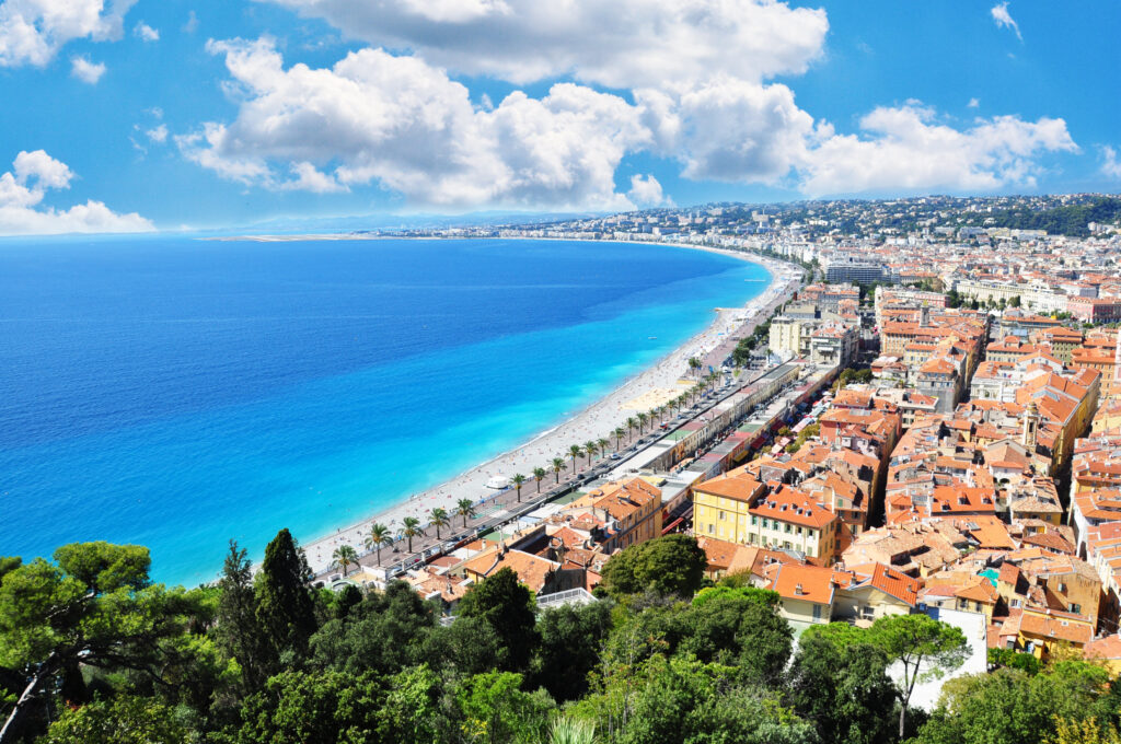 Great view of Nice City, French Riviera with Mediterranean Sea