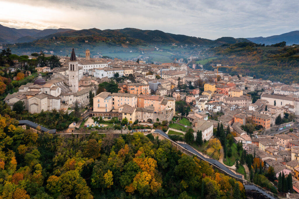 view of the historic city center of Spoleto with the cathedral